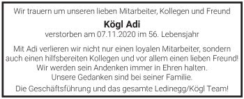 Traueranzeigen von Adi Kögl trauer kleinezeitung at