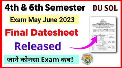 DU SOL 4th 6th Semester Final Datesheet Release May June Exam 2023