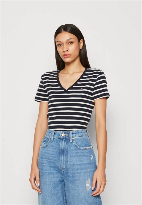 Tommy Hilfiger T Shirt Med Print Breton Desert Sky White Blå