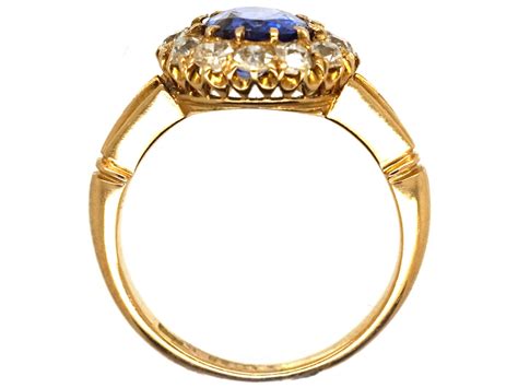 Edwardian 18ct Gold Sapphire And Diamond Cluster Ring The Antique