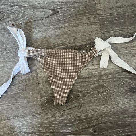 Frankies Bikinis Plaid And Eyelet Bikini Bottom Depop