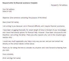 sample letter  request  financial support