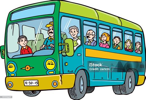 Bus Dengan Penumpang Ilustrasi Stok Unduh Gambar Sekarang Anak