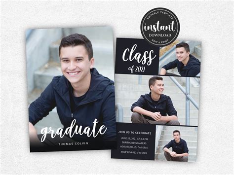 Senior Graduation Announcement Template Graduation Template For Photographers Senior Card For