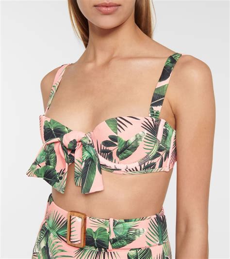 Alexandra Miro Clara Palm Print Bikini Top In Pink Modesens