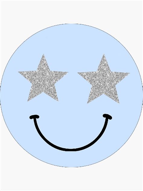 Blue Glitter Smiley Face Sticker By Emmamfallon Redbubble