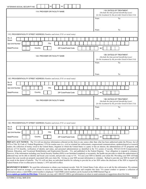 Va Form 21 4142a Fill Out Sign Online And Download Fillable Pdf