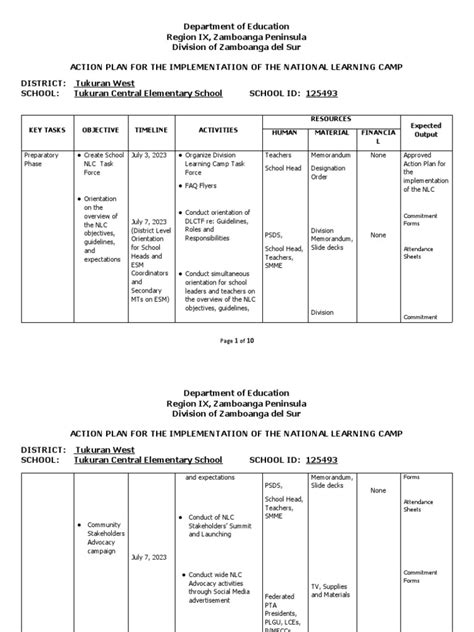 Action Plan Template Nlc Orientation Tces Pdf