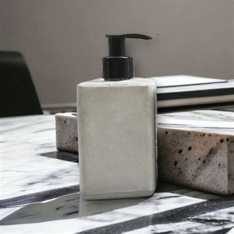 Small Concrete Liquid Soap Dispenser With Pump Gray Bathroom Accessory