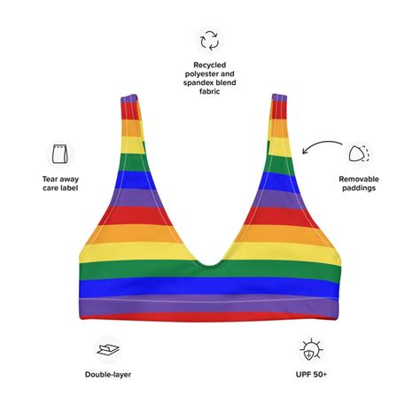 Rainbow Pride Flag Recycled Padded Bikini Top Etsy