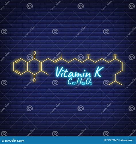 Vitamin K Label And Icon Glow Neon Style Vector Illustration Isolated