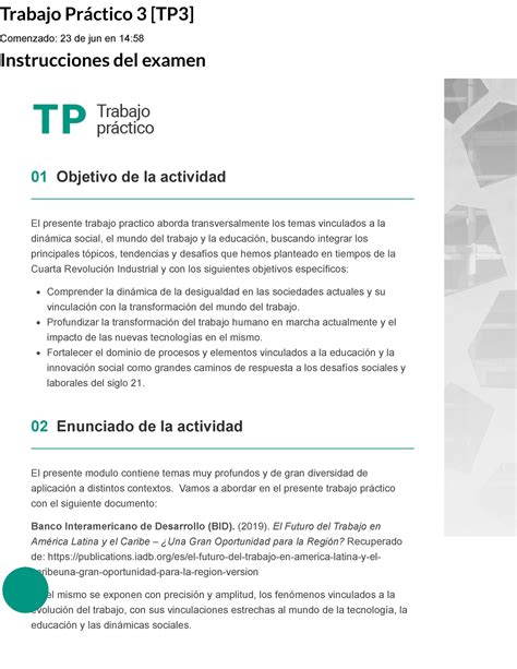 Examen Trabajo Pr Ctico Tp Trabajo Pr Ctico Tp Comenzado