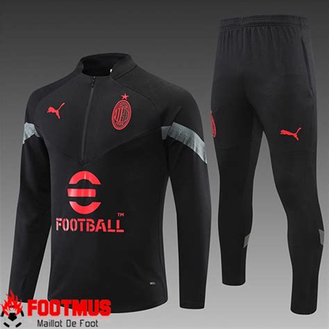 Solde Ensemble Survetement De Foot Milan Ac Enfant Noir Pas Chere