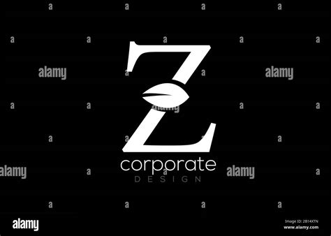 Black And White Z Letter Alphabet Leaf Logo Icon Design For Company And