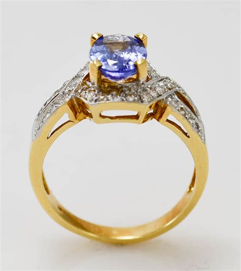 18k Yellow Gold Tanzanite And Diamond Ring 2 50tcw Size 8 75 Ebay