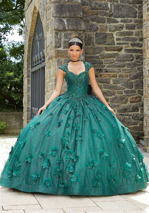 Jeweled Beading On A Ruffled Petal Organza Ballgown Morilee