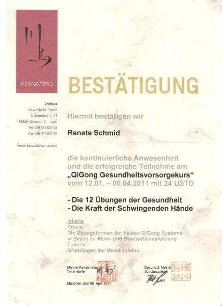 Ausbildung Traditionelles Und Medizinisches Qi Gong Shindan Renate