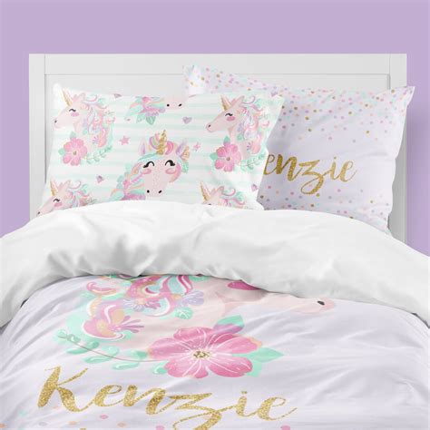 Unicorn Girls Room, Unicorn Bedding Set, Personalized Toddler Bedding, Comforter, Duvet Cover ...