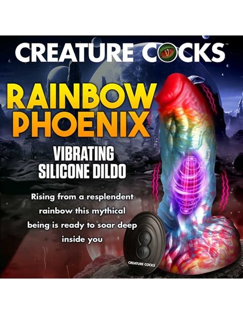 Creature Cocks Rainbow Phoenix Vibrating Silicone Dildo W Remote