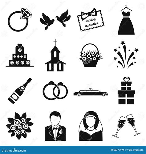 Iconos Del Vector De La Boda Fijados Ilustración del Vector