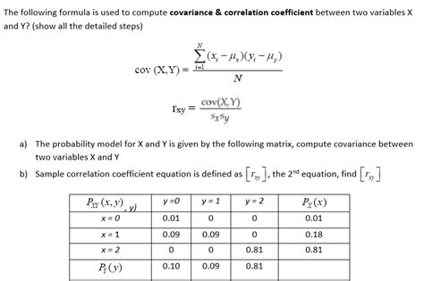 Solved The Following Formula Is Used To Compute Covariance Chegg