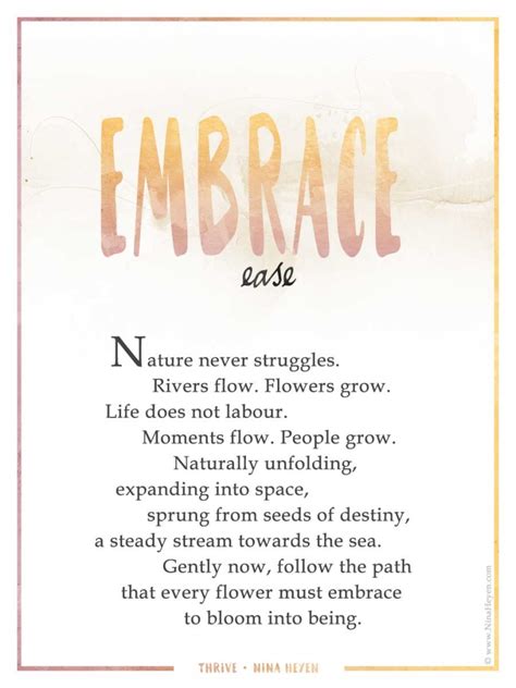 Embrace Ease A Poem From The Thrive Collection Nina Heyen