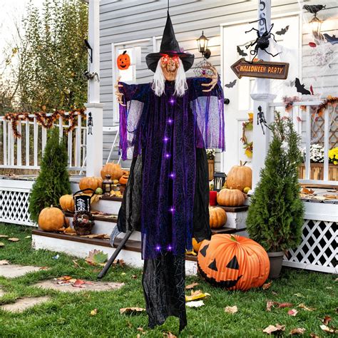 Funpeny 6 Ft Hanging Witch Ghost Outdoor Halloween Decorations Light