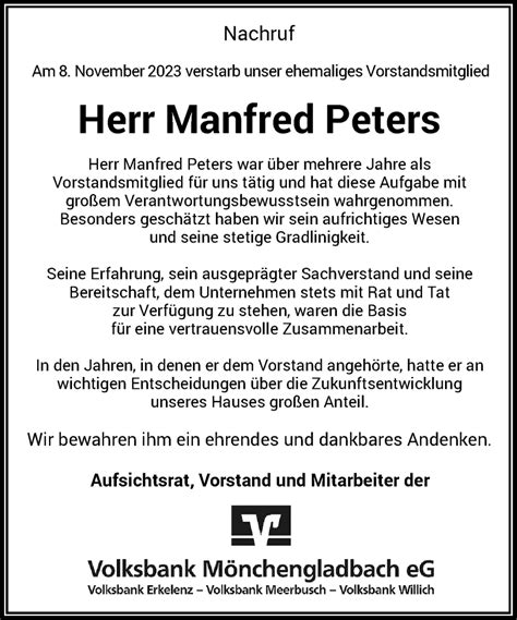 Alle Traueranzeigen für Manfred Peters trauer rp online de