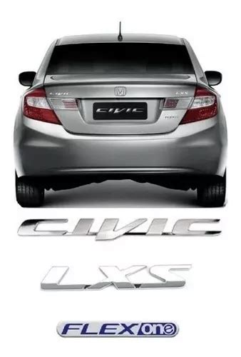 Kit Emblema Nome Civic Lxs Flexone Resinado 2009 2014