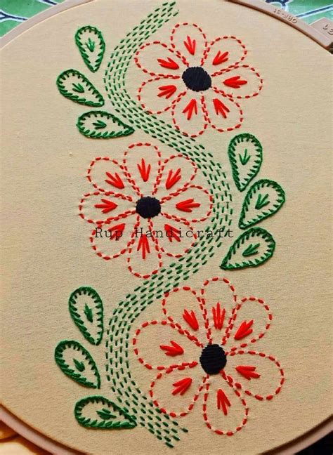 Traditional Hand Embroidery , Nakshi Kantha Borderline Design Stitching 73F