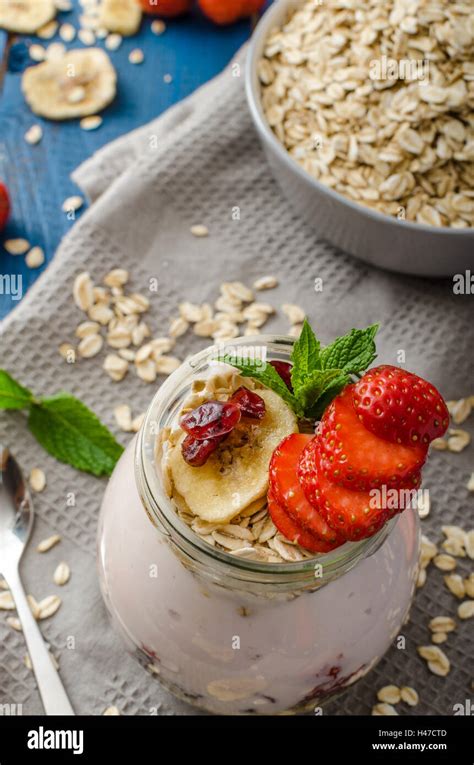 Domestic Strawberry Yogurt With Granola And Dried Fruit Combination Of