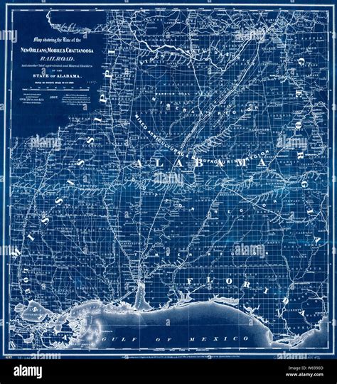 0314 Railroad Maps Map Showing The Line Of The New Orleans Mobile