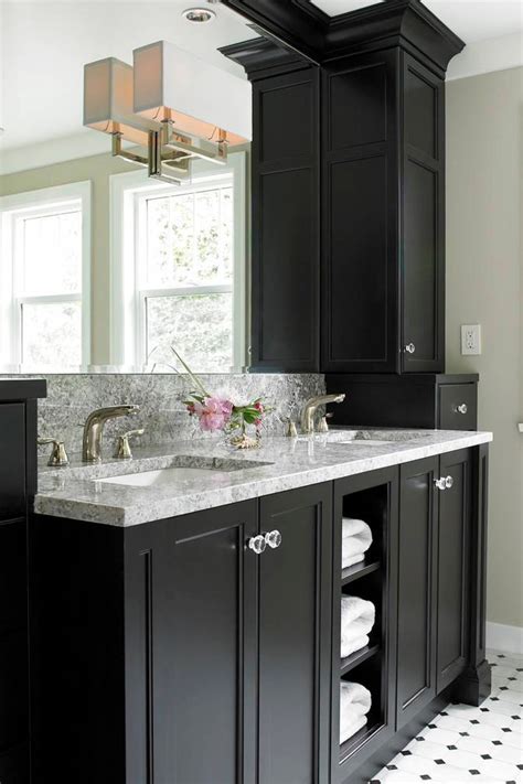 Dark Bathroom Cabinets With White Countertops Countertopsnews