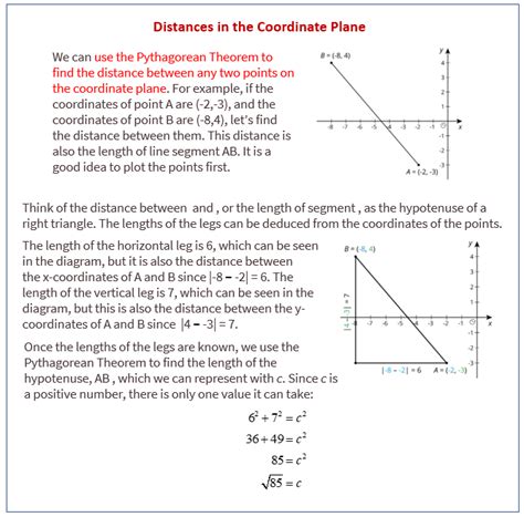 Finding Distance On A Coordinate Plane Worksheets