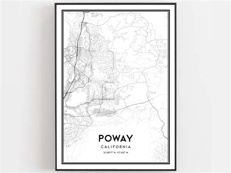 Poway Map Print Poway Map Poster Wall Art Ca City Map Etsy