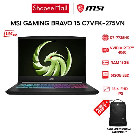 Laptop Gaming Msi Bravo C Vfk Vn R Hs Gb Gb Rtx