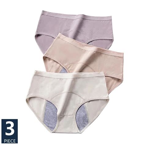 3pcs Menstrual Period Panties Women Underwear Heath Cotton Mid Waist Widen Girls Pantys Leak