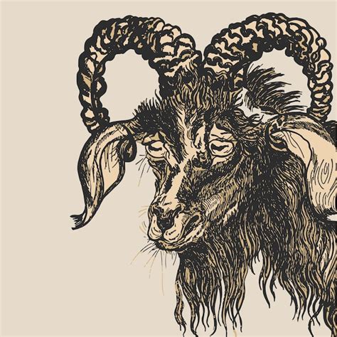 Premium Vector Goat Detailed Bad Print Drawing Retro Vintage