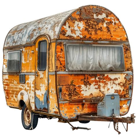 Vintage Rusty Caravan On Transparent Background Stock Image Image Of