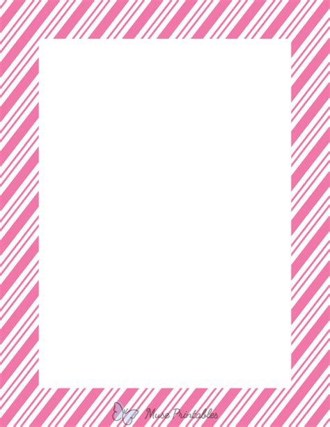 Printable Pink And White Peppermint Stripe Page Border