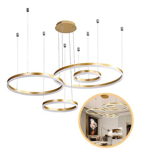 Lustre Pendente Moderno An Is Led W Arcos Aros Cm