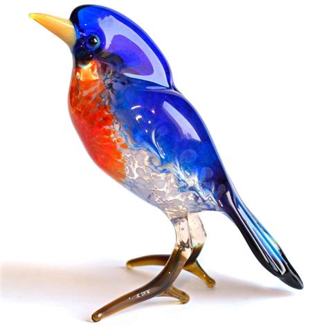 Glass Eastern Bluebird Figurine Glass Bird Figurine Glass Etsy