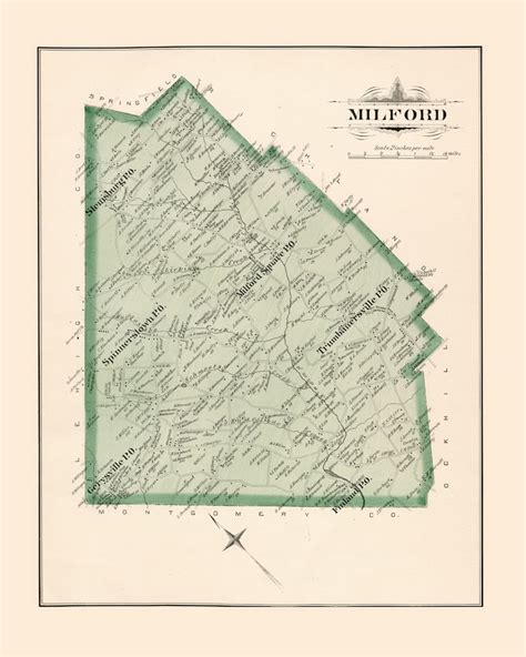 Milford 1891 Old Town Map With Homeowner Names Pennsylvania Geneaology