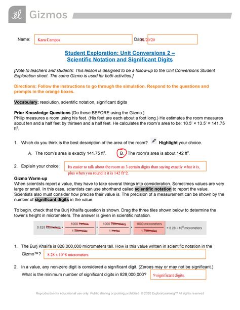 Unit Conversions 2 Gizmo Answer Key