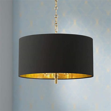 20 Wide Warm Gold Pendant Light With Black Shade 42e61 Lamps Plus