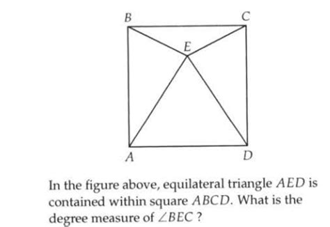 In The Figure Above Equilateral Triangle AED Is Contained Within Square