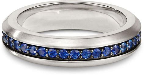 David Yurman Streamline Band Ring With Sapphires In Bluesilver