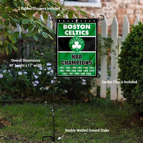 Boston Celtics 17 Time Champions Garden Flag And Flag Pole Stand