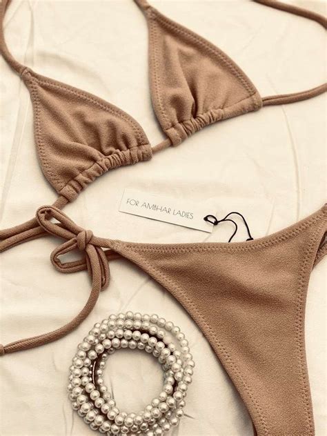 Biquíni cortininha crepe de lurex nude AMBHAR