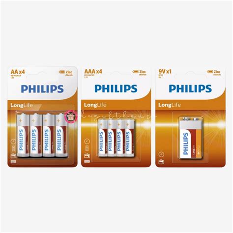 Philips Longlife Battery Aaa Aa 9v Zinc Chloride Technology Longlife Batteries Shopee Malaysia